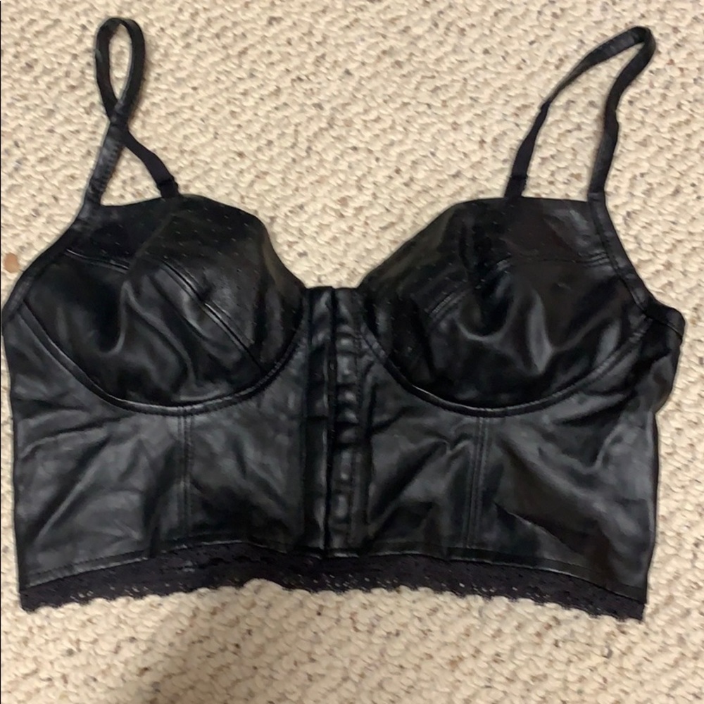 Black pleather bra top